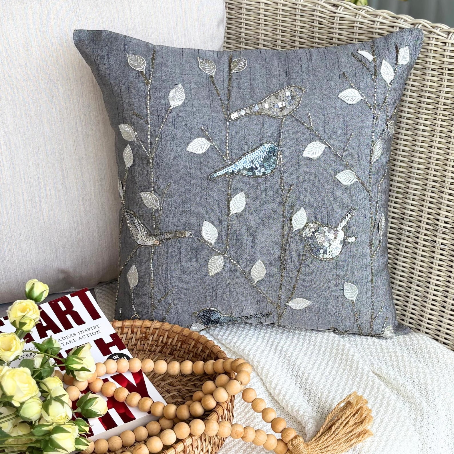 The HomeCentric Sofa Cushion Cover, Grey Pillow Cases, Silver Pigeon ...