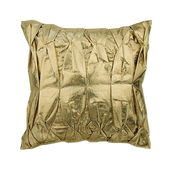 The HomeCentric Throw Pillow Cover, Gold Couch Throw Pillow Covers, Pack of 2, 18x18 inch (45x45 cm) Faux Leather & Suede Toss Pillows, Pillow Covers Pintucks & Textured, Solid - Stunning Gold