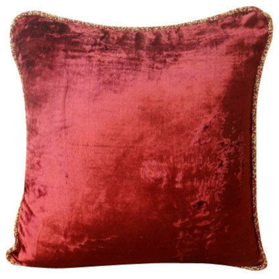 The HomeCentric Throw Pillow Cover, Maroon Pillows Cover, Solid Color Beaded Cord Pillow Case, Pack of 2, 18x18 inch (45x45 cm) Pillow Cover, Square Velvet Pillows Cover, Solid - Maroon Shimmer