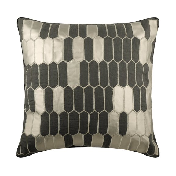 The HomeCentric Throw Pillow Covers, Grey Pack of 2, 18"x18" (45x45 cm) Cushion Cover, Linen Applique Throw Pillow Cover For Sofa, Geometric Pattern Modern Style Easter - GreyHeist