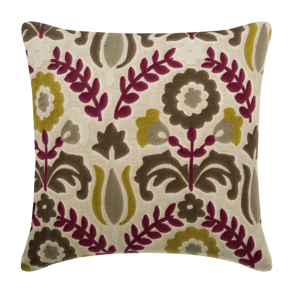 The HomeCentric Toss Pillow Cover, Beige & Multi Pack of 2, 26x26 inch (65x65 cm) Euro Shams, Linen Embroidery Euro Pillowcases, Nature & Floral Pattern, Contemporary Style Easter - Folk Art