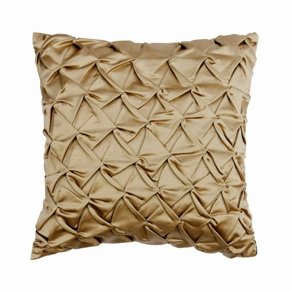 The HomeCentric Toss Pillow Cover, Decorative Beige Pack of 2, 18"x18" (45x45 cm) Throw Pillows For Couch, Satin Textured & Pintucks Cushion Cover, Solid Color Modern Style Easter - Toffee Crunch