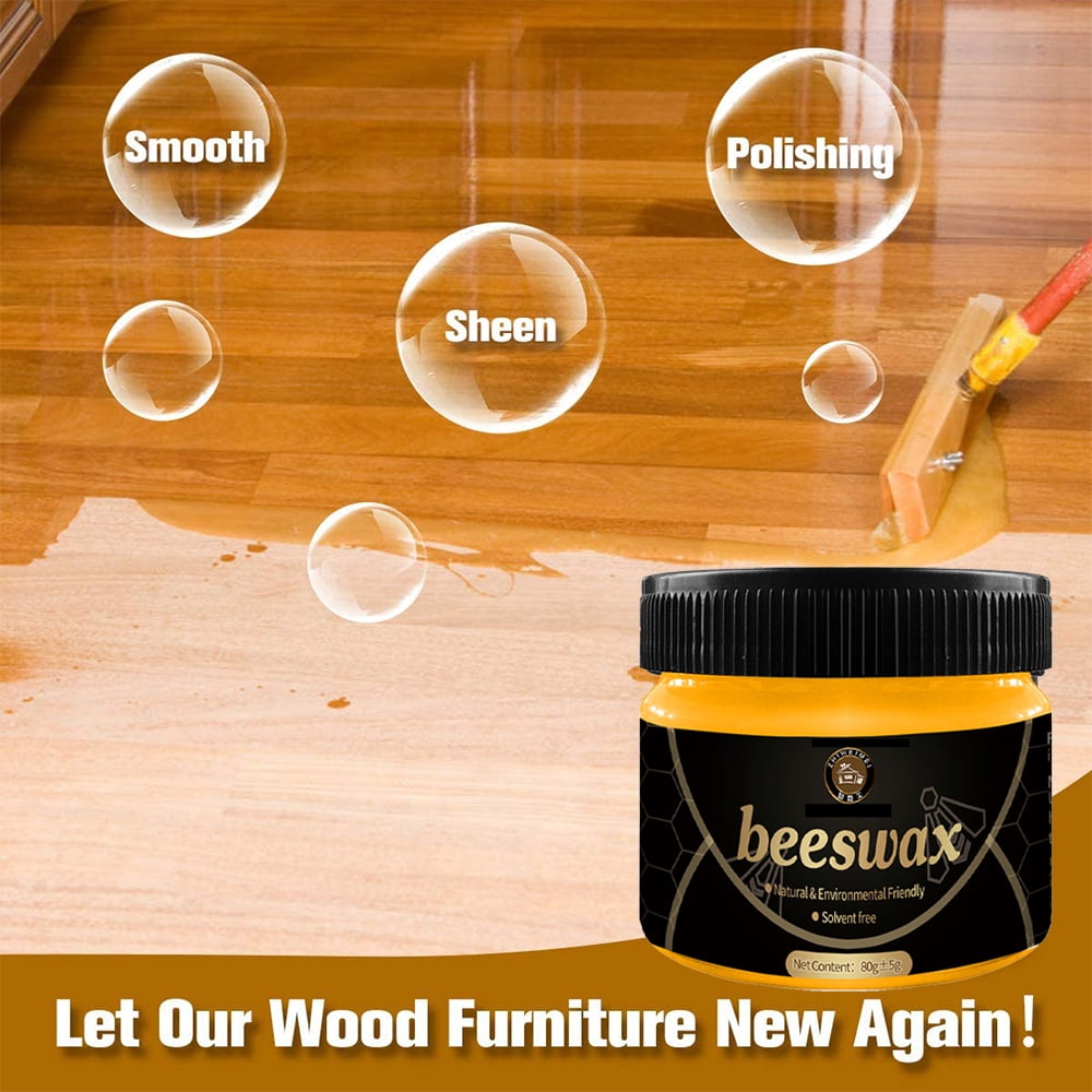 Wood Seasoning Beewax, Multipurpose Natural Beeswax Wood Furniture Cleaner  and Polish for Furniture, Floor, Tables, Cabinets,80g 