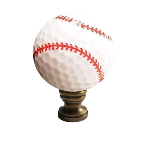 HomeConcept Baseball Lamp Finial, White with Red Stitching 2.25"h