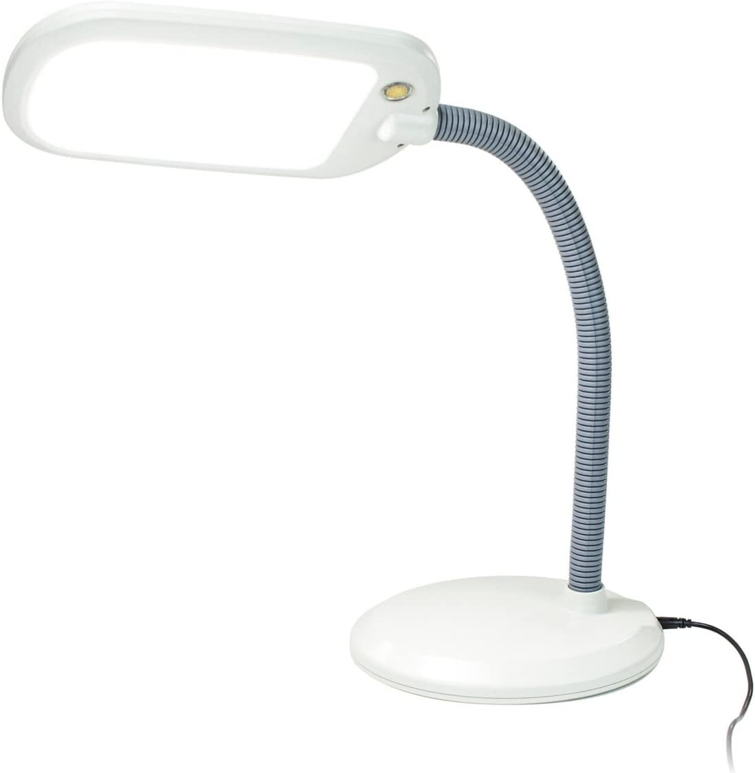 HomeConcept LED Desk Lamp Bright-Reader Full Spectrum Hi-Output 2,100 , Dimmable, Energy Efficient 12w, 6,400k (for Paperwork, Reading, Knitting) Almond Color with Grey Adjustable Goose-Neck