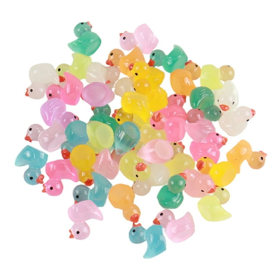 HomeCozy 10/20/30/40/50/100Pcs Mini Duck Figurine Glow-in-the-dark Resin Little Duck Ornament Tiny Animal Toy Miniature Statue Fairy Garden Microlandscape Desktop Decoration