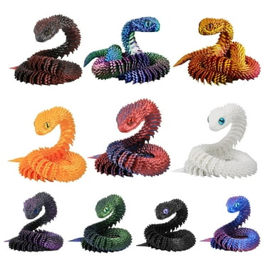 HomeCozy 3D Printed Animals Articulated Simulated Snake Stress Relief Toys Realistic Flexible Snake Fidget Toy Tabletop Ornament for Kids Adults