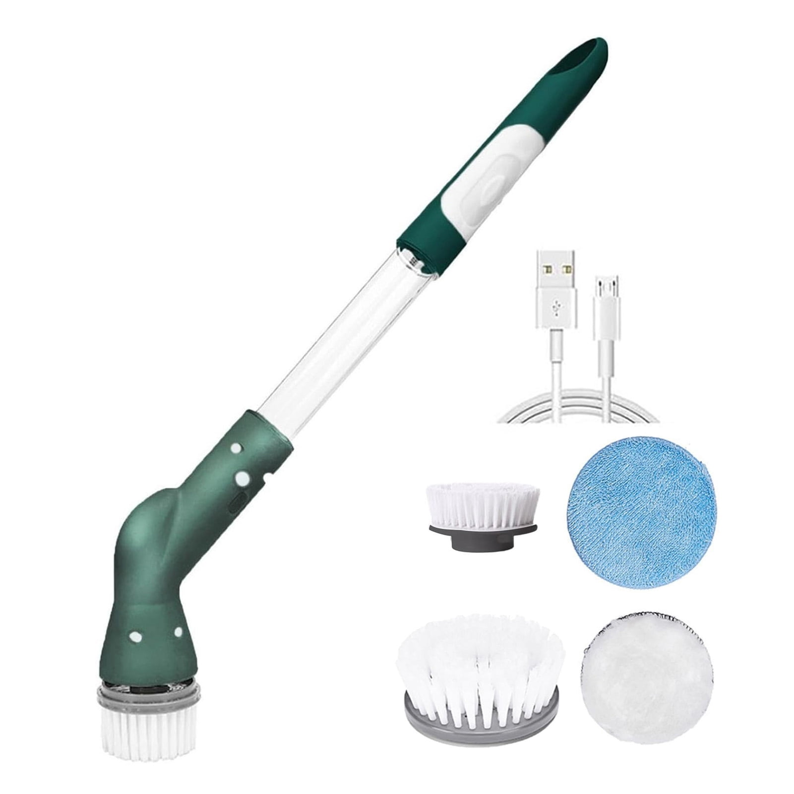 HomeCozy Cordless Electric Cleaning Brush with 4 Replaceable Heads Auto ...