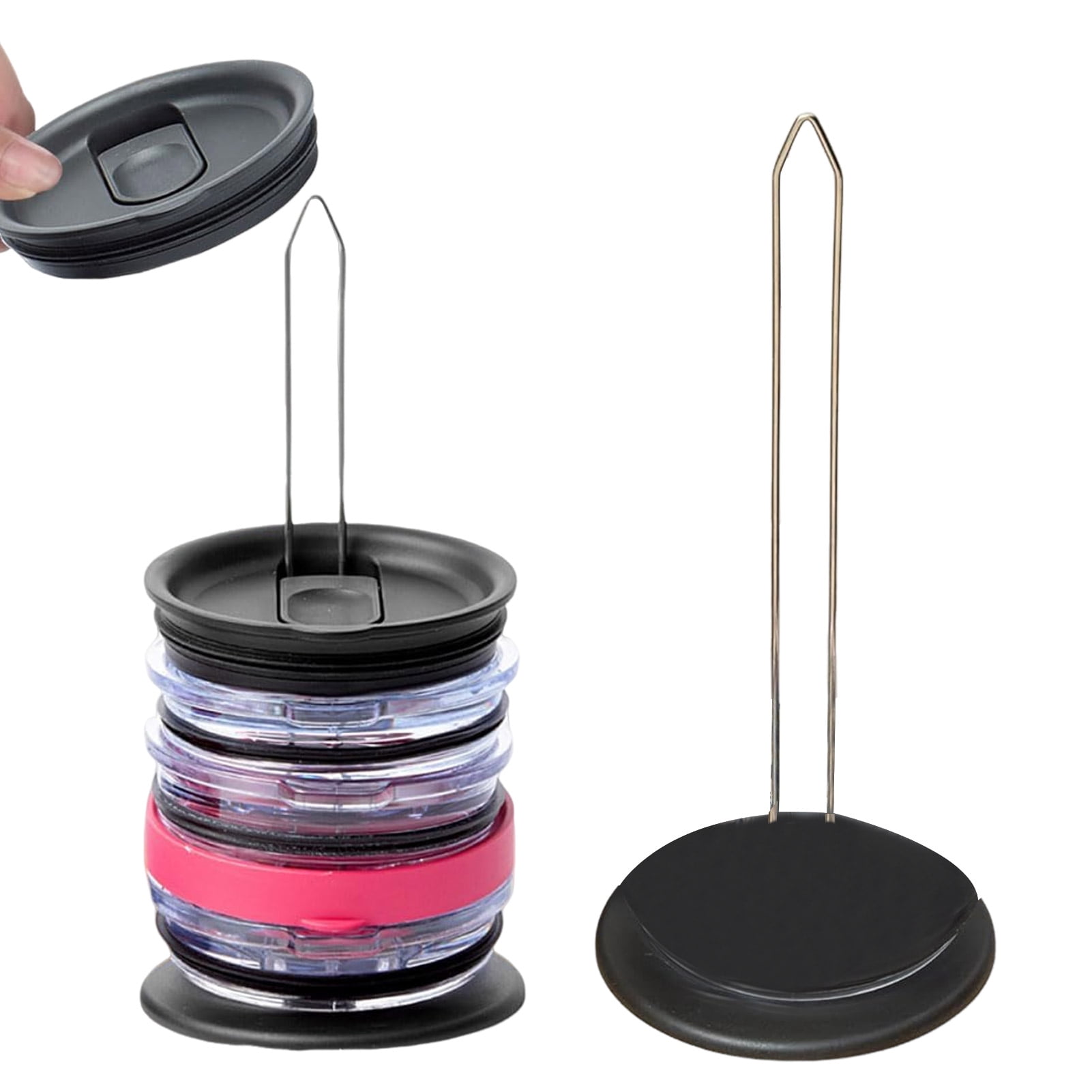 HomeCozy Cup Lid Rack Vertical Tumbler Lid Organizer Space-Saving Cup ...