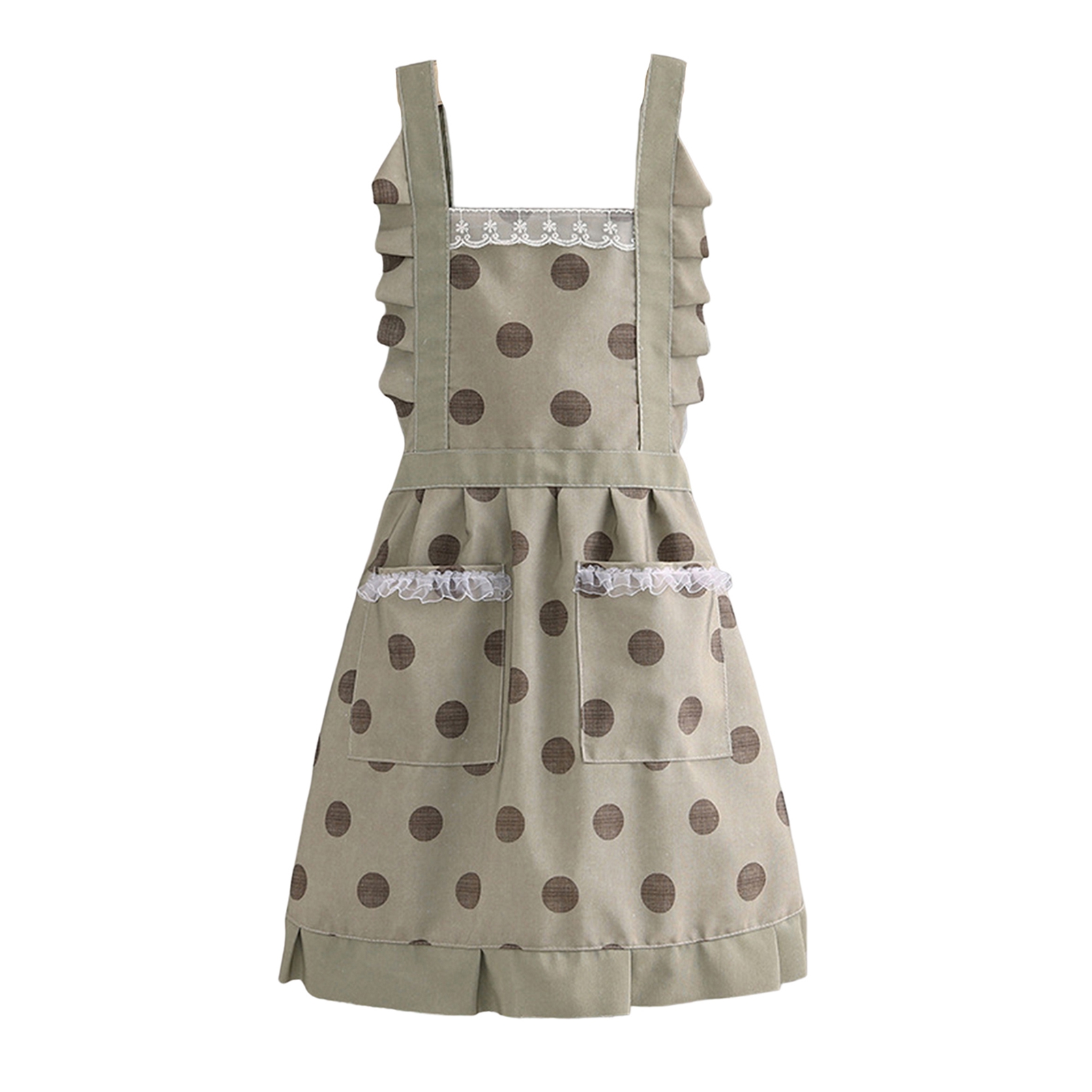 HomeCozy Sleeveless Breathable Cooking Apron with Lace Double Pockets