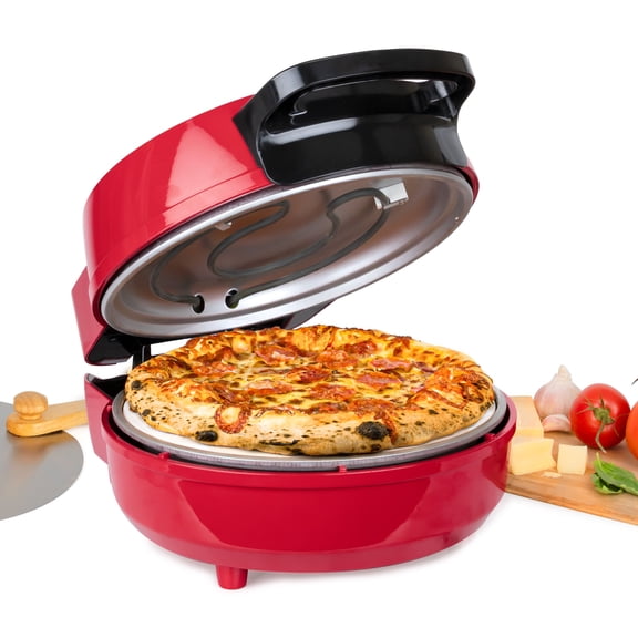 HomeCraft 12" Stone Baked Pizza Maker, Red