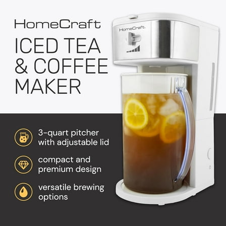 HomeCraft 3-Quart White Stainless Steel Iced Tea and Coffee Brewing System