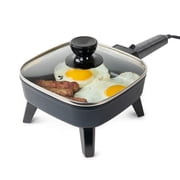HomeCraft Electric Skillet with Lid, 7-Inch Non-Stick Electric Skillet with Temp Control and Cool Touch Handle