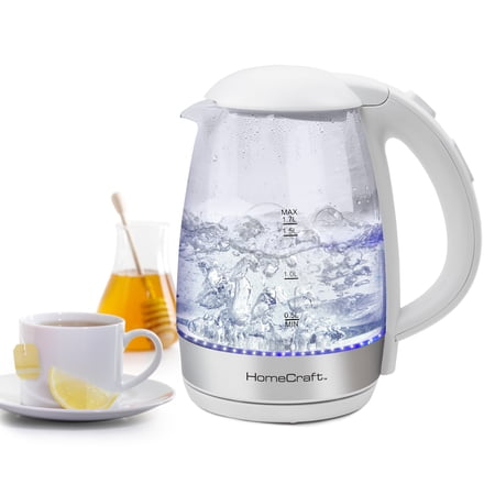 HomeCraft HCOTCWK17WH 1.7L Electric One-Touch Control Glass Kettle