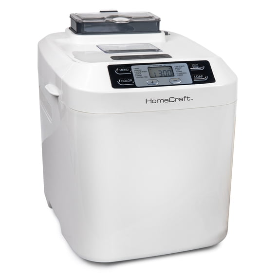 HomeCraft HCPBMAD2WH Programmable 2 Lb. Breadmaker With Auto Fruit & Nut Dispenser