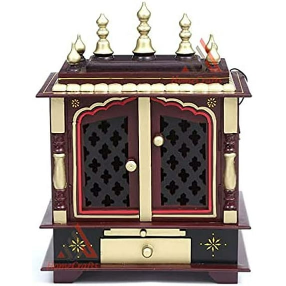 HomeCrafts MDF and Mango Wood Temple for Home, Medium, 18X12X24 Inch, Maroon
