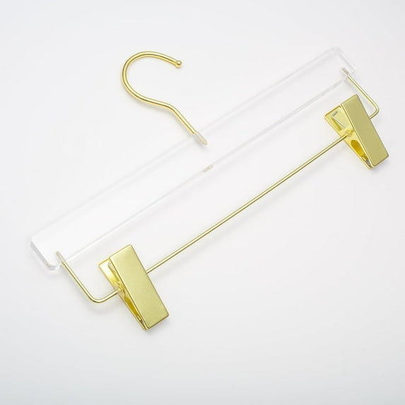 HomeCube USA 17" Clear Acrylic Hangers with Gold Hooks - High-Quality Durable Coat, Shirt, Dress, Pant and Skirt Hangers - Premium Stylish and Sturdy Closet Organizers