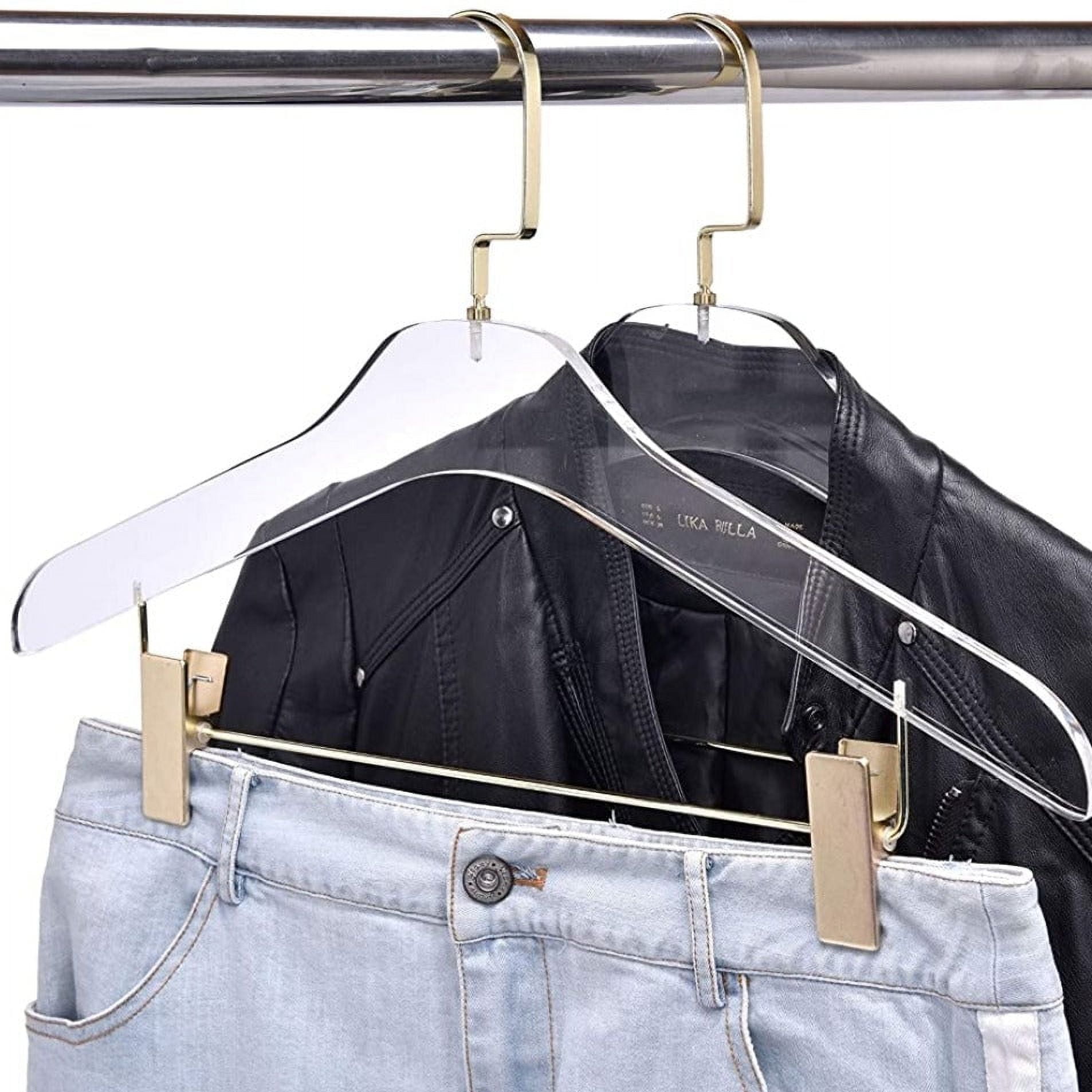 HomeCube USA Elegant Acrylic Clear Durable Clothes Hangers with Clips