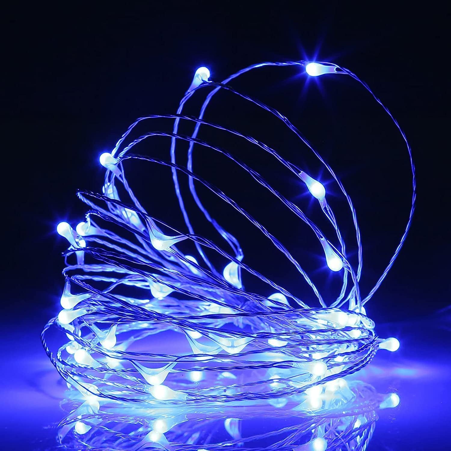 HomeDDecor Copper Wire String Lights, Fairy Light USB Plug in 66ft 200 Led Christmas String Light for Indoor Xmas Tree Wedding Party Patio Decor((Blue)