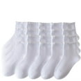 thumbnail image 1 of HomeDM 10 Pairs Toddler Kids Socks - Boys Girls Athletic Socks White Crew Socks for Kids Sport Running Traveling Breathable Soft Cotton Socks 3-5 Years, 1 of 9