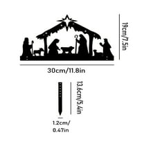 HomeDM 11.8" x 7.5" Metal Nativity Scene Ornament for Christmas, Yard Stake Christmas Garden Decoration Waterproof Xmas Outdoor Nativity Yard Decor with Stake