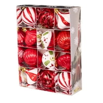 HomeDM 12Pcs Christmas Ball Ornaments 6cm/2.36" Shatterproof Christmas Tree Pendants Xmas Hanging Balls Decorations for Wedding Party Holiday Red