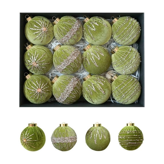 HomeDM 12Pcs Christmas Ball Ornaments 8cm/3.15" Shatterproof Christmas Tree Pendants Xmas Hanging Balls Decorations for Wedding Party Holiday Light Green