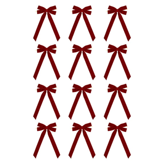 HomeDM 12Pcs Christmas Bowknot Ornaments for Christmas Tree Christmas Bows Decor for Christmas Wreath Wedding Party Home Decorations Xmas Ribbon Bow Craft Wrapping Decorative Watermelon Red