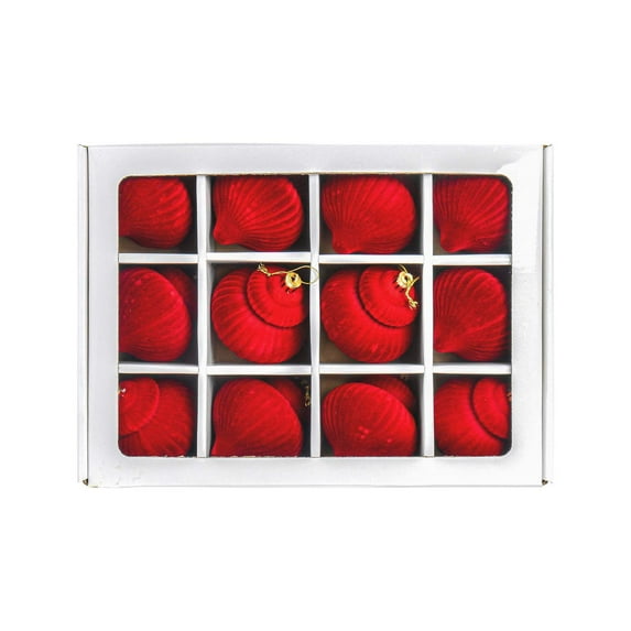 HomeDM 12Pcs Christmas Flocked Balls Ornaments, 2.36"/6CM Plastic Shatterproof Christmas Tree Ornaments Red Hanging Ornaments for Xmas Tree Decor, Fireplace Farmhouse Home Decor