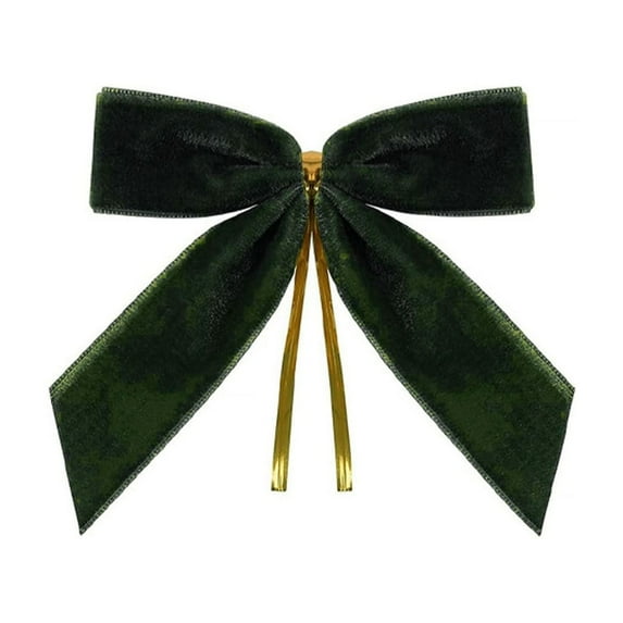 HomeDM 12Pcs Velvet Bows Christmas Ornaments 3.54 X 3.54 Inch Vintage Christmas Wreath Tree Topper Ribbon Bows Gift Wrapping Festive Winter Party Decorations