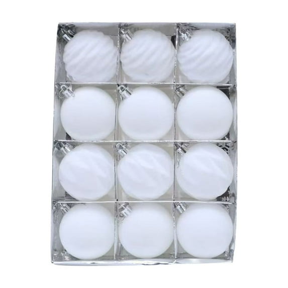 HomeDM 12pcs Velvet Christmas Balls Ornaments for Xmas Tree Hanging Decorative 6cm/2.36" Flocked Christmas Balls for Wedding Party Christmas Tree Holiday Home Decor White