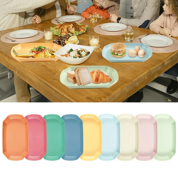 HomeDM 14.42'' Unbreakable Dinner Plates, Wheat Straw Plates, Reusable Plastic Plates, Lightweight Salad Plates for Camping/Kitchen Easy to Clean BPA free Perfect for Dinner Dishes