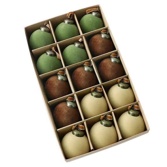 HomeDM 15PCS Velvet Christmas Balls Ornaments Flocked Balls Christmas Tree Decorations 3.15" Shatterproof Hanging Pendant for Xmas Tree Holiday Home Decor