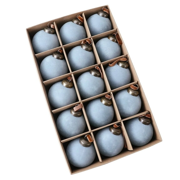 HomeDM 15PCS Velvet Christmas Balls Ornaments Sky Blue Flocked Balls Christmas Tree Decorations 3.15" Shatterproof Hanging Pendant for Xmas Tree Holiday Home Decor