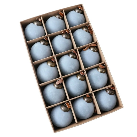 HomeDM 15PCS Velvet Christmas Balls Ornaments Sky Blue Flocked Balls Christmas Tree Decorations 3.15" Shatterproof Hanging Pendant for Xmas Tree Holiday Home Decor