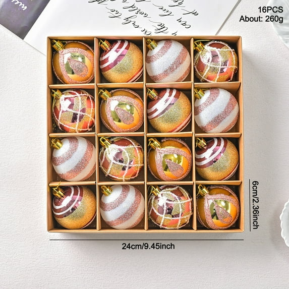 HomeDM 16Pcs Christmas Balls Ornaments Set, 6cm/2.36" Rose Gold Shatterproof Plastic Christmas Tree Decorations Xmas Balls Hanging Pendant for Xmas Holiday Party Decor
