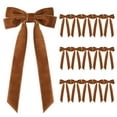 thumbnail image 1 of HomeDM 16Pcs Christmas Velvet Bows Wreath Gift Bowknot 3.9" X 7.7" Xmas Velvet Ribbon Bows Ornaments for Christmas Tree Garland Decor Brown Gift Wrapping Bows, 1 of 7