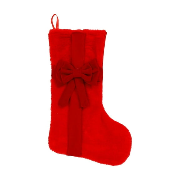 HomeDM 18" Red Christmas Stocking Soft Faux Fur Plush Christmas Stockings Ornaments Hanging Xmas Stocking Decorations for Xmas Holiday Family Party Tree Fireplace