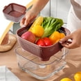 thumbnail image 1 of HomeDM 2 in 1 Kitchen Colander BPA Free Plastic Fruits and Vegetable Washing Baskets Double-Layer Drain Bowls for Kitchen Cleaning Mixing Detachable Drain Basin Red, 1 of 6