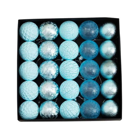 HomeDM 2.36 Inch Christmas Balls Ornaments, 25Pcs Xmas Tree Ball Decor Shatterproof Plastic Hanging Balls for Christmas Tree Home Holiday Decor Light Blue