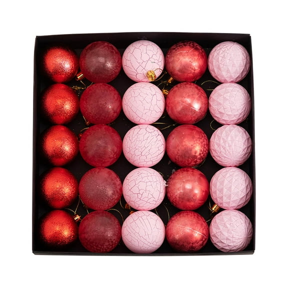 HomeDM 2.36 Inch Christmas Balls Ornaments, 25Pcs Xmas Tree Ball Decor Shatterproof Plastic Hanging Balls for Christmas Tree Home Holiday Decor Red