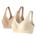 thumbnail image 1 of HomeDM 2 Pack Womens Seamless Bras Full Coverage No Underwire Supportive T-Shirt Bras Comfort Push Up Bralettes, 3XL, 1 of 5