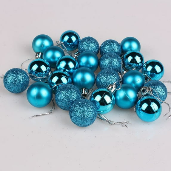 HomeDM 24 Pcs Christmas Balls Ornaments, 2.4" Lake Blue Rustic Farmhouse Ornaments for Christmas Tree Holiday Wreath Garland