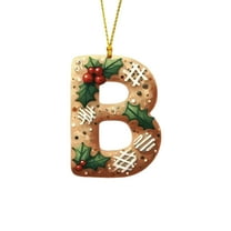 HomeDM 26 Letter Christmas Ornaments for Xmas Tree Decor 3.15" Letter B Hanging Pendant 2D Acrylic Xmas Ornaments for Christmas Tree Wedding Party Garland Decorative
