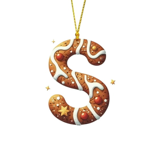 HomeDM 26 Letter Christmas Ornaments for Xmas Tree Decor 3.15" Letter S Hanging Pendant 2D Acrylic Xmas Ornaments for Christmas Tree Wedding Party Garland Decorative
