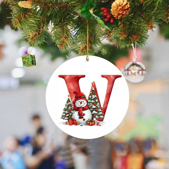 HomeDM 26 Letter Ornaments, Acrylic Hanging Alphabet Pendant for Xmas Wreaths, Letter W, Christmas Tree Party Home Decorations