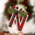 thumbnail image 1 of HomeDM 26 Letter Ornaments, Christmas Tree Hanging Pendant for Party Wreaths Home Decor, Plaid Pattern Wooden Ornament for Xmas Stocking Tag Farmhouse Decoration (N), 1 of 7
