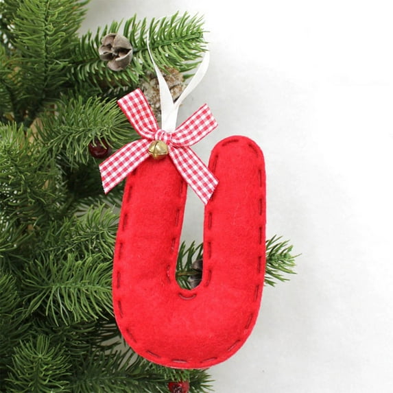 HomeDM 26 Letter Ornaments, Hanging Xmas Pendant for Christmas Tree Decor Xmas Alphabet Letters for Party Wreaths Home Decor (U)