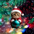 thumbnail image 1 of HomeDM 2Pcs Cute Cat Christmas Ornaments, Funny 2D Acrylic Xmas Tree Hanging Pendants Xmas Gifts for Cat Lovers Home Decor Ornament for Christmas Tree Wall Holiday Party, 1 of 3