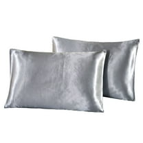 HomeDM 2pcs Satin Pillowcases, Soft Pillow Case Gifts for Women Men, Silver Cooling Pillow Case Similar to Silk, Envelope Closure, 20x30inch